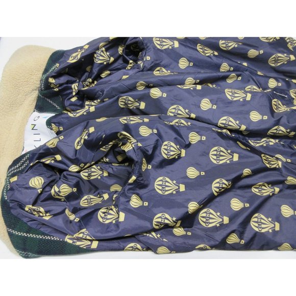 Kling green tartan plaid wool blend fur collar jacket - Picture 6 of 12